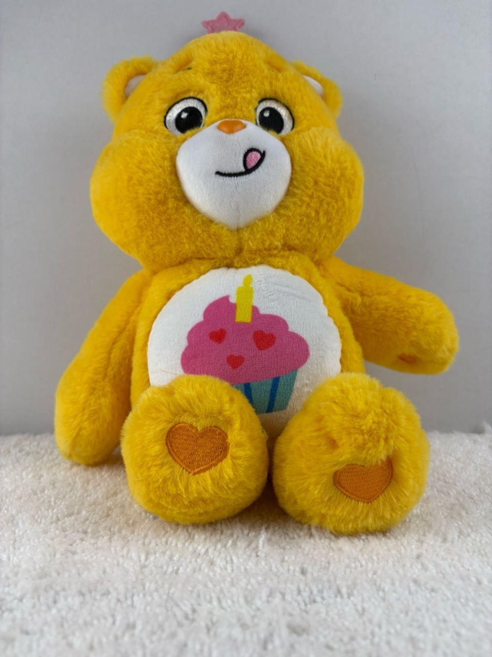 Care Bear Yellow Birthday Bear Plush Toy Featuring Lights and Sounds-16”